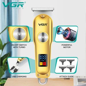 VGR V-290 Digital Display Professional Cordless Hair Clippers Cutter Rechargeable Wireless Hair Grooming Set