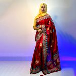 বোধুয়া বেনারশি প্রিন্ট শাড়ি মেরুন কালার