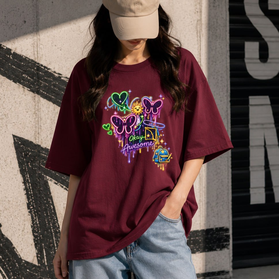 Premium Drop Shoulder T-Shirt for Women |Trendy Print Oversized Tee | Summer Friendly